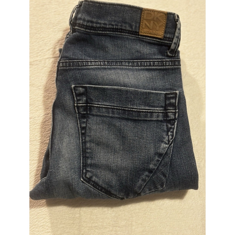 DKNY Men's Jeans 29x32 Bleecker Straight‎ Distressed Blue Denim Medium Wash